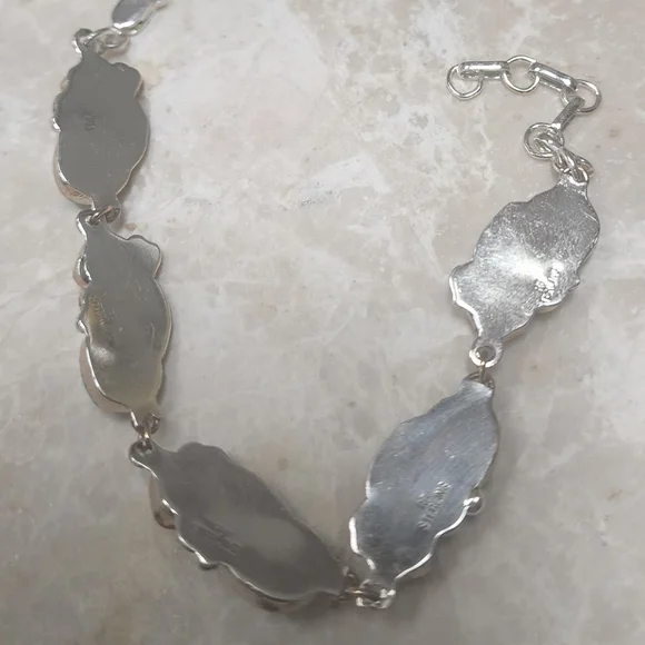 Native American Turquoise and Coral Sterling Silver & Gold Bracelet - Picture 5 of 5